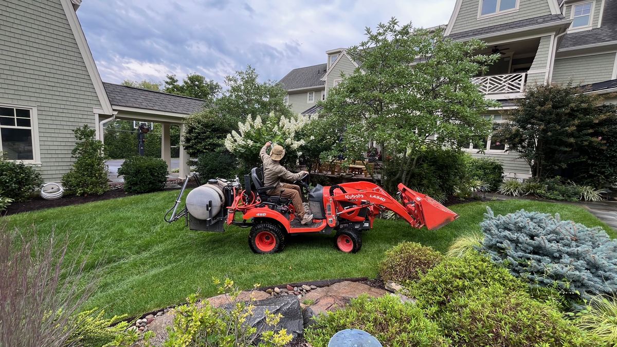 Treating a customer's lawn